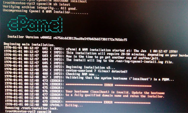 Raspberry Pi CentOS cPanel kurulumu
