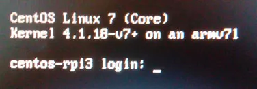 Raspberry Pi CentOS 7 Core login