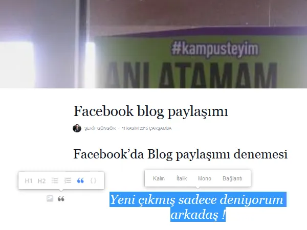 Facebook blog paylaşımı
