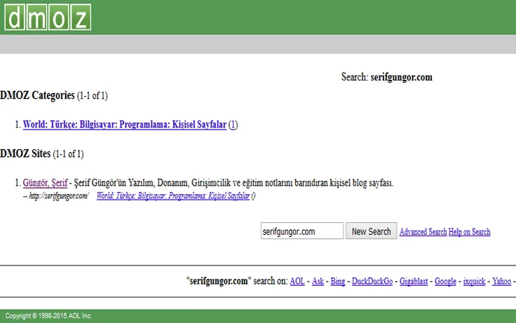Webmaster Araçları - Dmoz